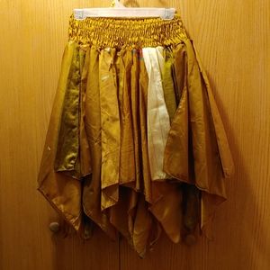 Bronze, Gold, Tan Silk Petal Sari Fairy Skirt